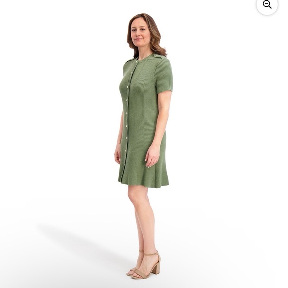 French Connection Olive Button-Front Mini Dress - Picture 2 of 6